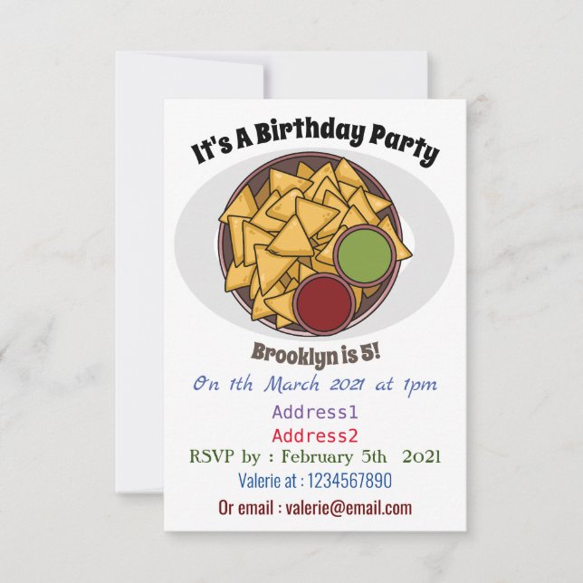 Nachos-Cartoon-Abbildung Einladung (Vorderseite)