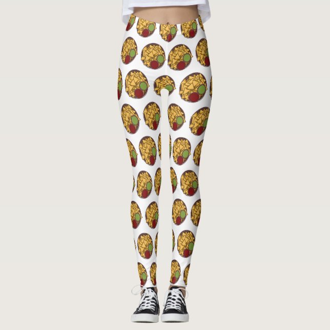Nachos-Cartoon-Abbildung Leggings (Vorderseite)
