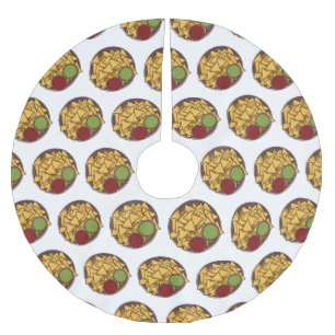 Nachos-Cartoon-Abbildung Polyester Weihnachtsbaumdecke