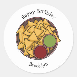 Nachos-Cartoon-Abbildung Runder Aufkleber