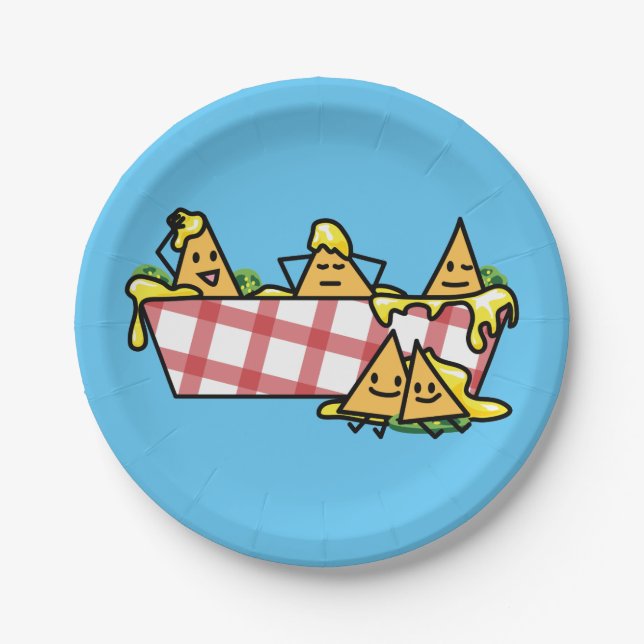 Nachos schmolzen KäseJalapenonacho-Tortilla-Chips Pappteller (Vorderseite)