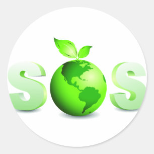 Nachricht "Green Earth SOS Earth Day" Runder Aufkleber