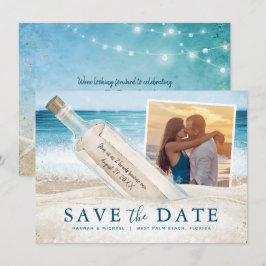 Nachricht in einem Flasche Foto Tropical Beach Hoc Save The Date