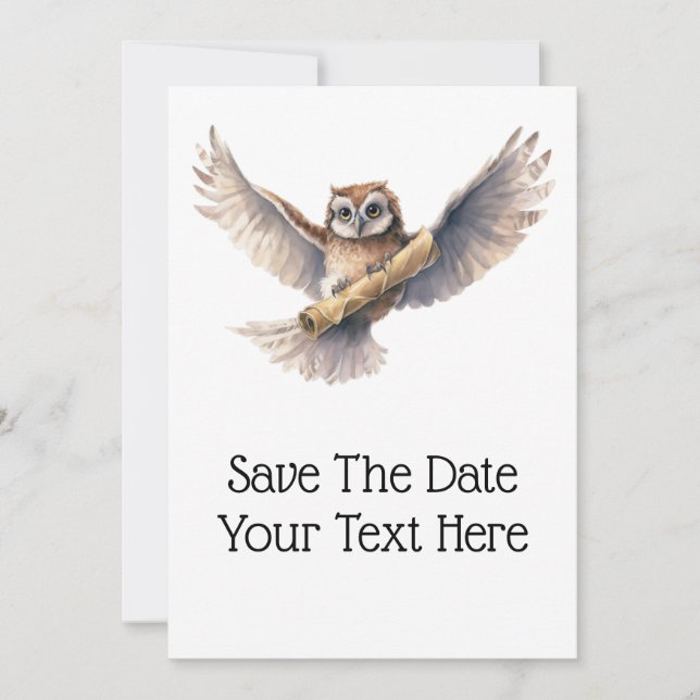 Nachricht "Owl Delivering" - Save the Date (Vorderseite)