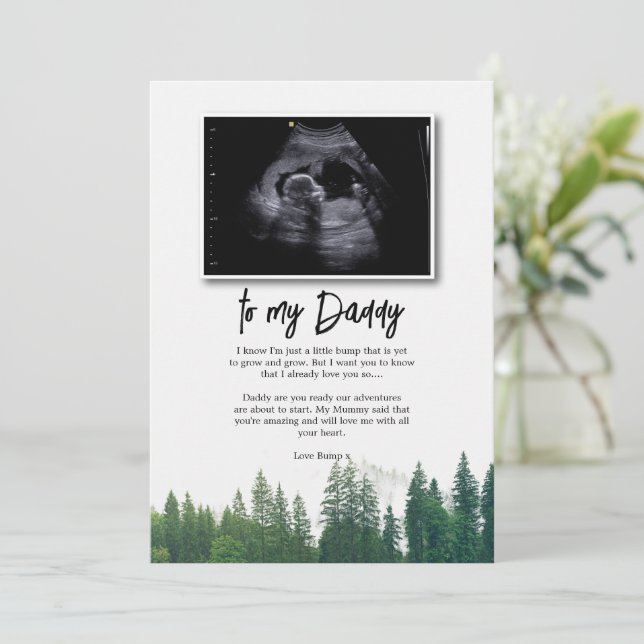 Nachricht von Bump an Daddy Vathers Day Sonogram Einladung (Stehend Vorderseite)
