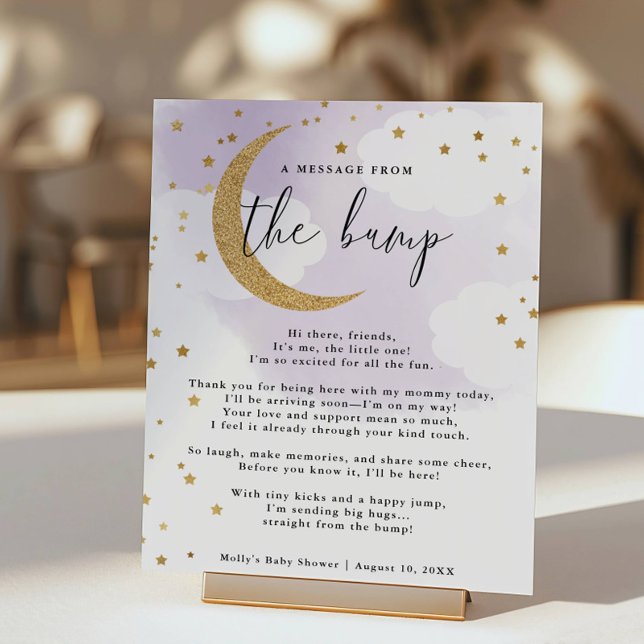 Nachricht von der Bump-Lila- und Gold-Baby-Dusche Poster (Von Creator hochgeladen)