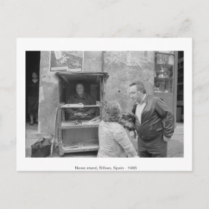 Nachrichtenstand Bilbao, Spanien, 1985. Postkarte