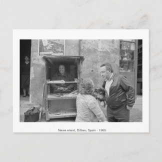 Nachrichtenstand Bilbao, Spanien, 1985. Postkarte