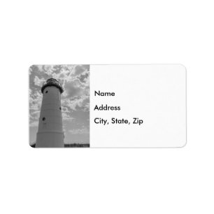 Nachschlagen des Manistee Lighthouse Grayscale Lab Adressaufkleber