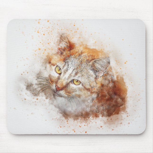 Nachschlagen von Kitty | ABSTRAKT | Wasserfarbe Mousepad (Vorne)