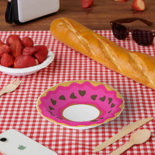 Nachspeise,Donut,Donut mit Glasur und Schokolade,M Pappteller