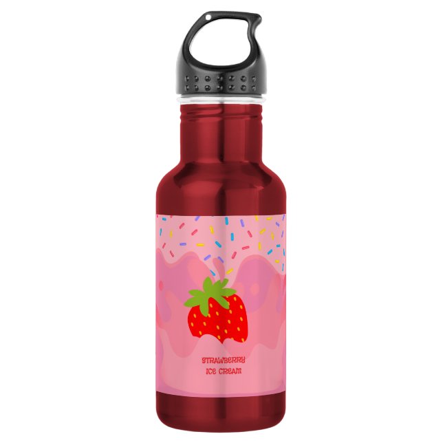 Nachspeise, Erdbeereis, Regenbogenstreusel Edelstahlflasche (Vorderseite)