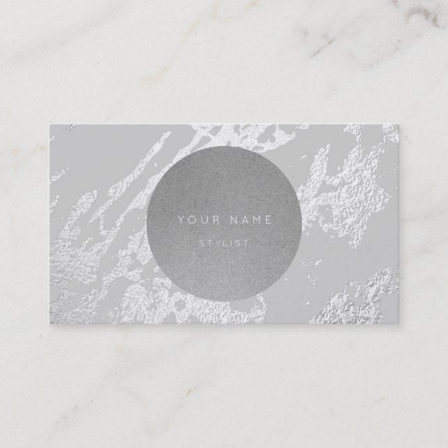 Nächste Ernennung Circle Kraft Silver Gray Marmor Terminkarte (Vorderseite)