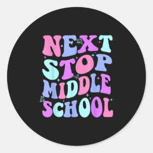 Nächste Haltestelle Mittelschule Groovy Grundschul Runder Aufkleber