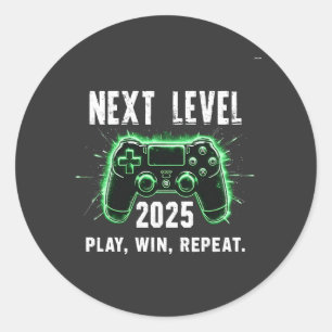 Nächste Stufe 2025 Spiel gewinnen Wiederholung Fun Runder Aufkleber
