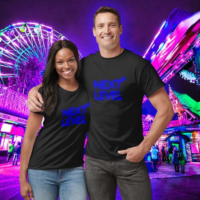 Nächste Stufe blaue Nebel schwarz T-Shirt (Von Creator hochgeladen)