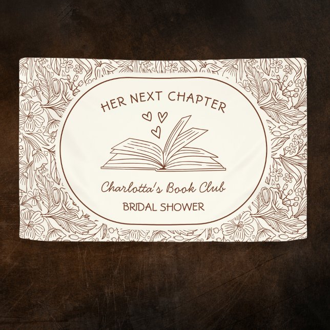 Nächstes Kapitel Buchclub Braune Brautparty Banner (Next Chapter Book Club Brown Bridal Shower Banner)