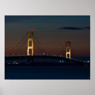 Nacht an der Mackinac Bridge Poster