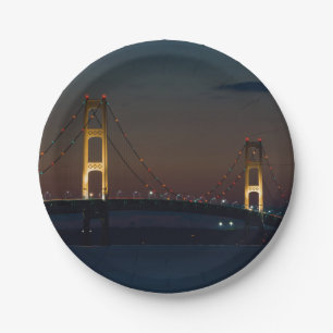 Nacht an der Mackinac-Brücke Pappteller