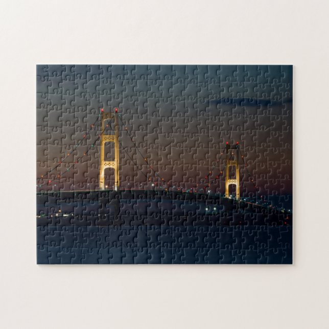 Nacht an der Mackinac-Brücke Puzzle (Horizontal)