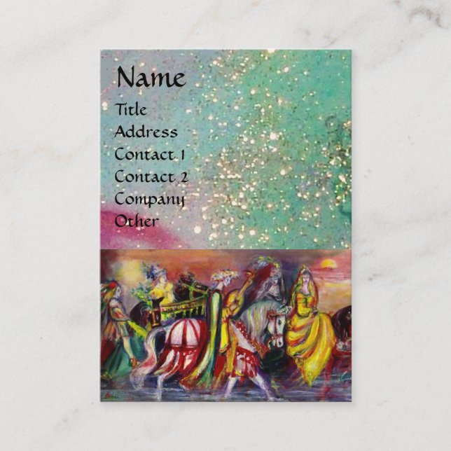 NACHT aquamarine, hellblaue, goldene Glitzern Visitenkarte (Vorderseite)