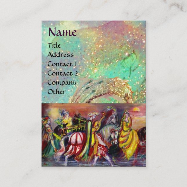 NACHT aquamarine, hellblaue, goldene Glitzern Visitenkarte (Vorderseite)