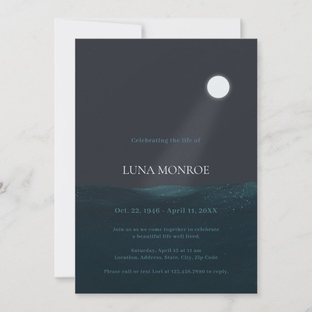 NACHT AUF DEM MEER GRUNDLEGENDE FEIERUNG DES LEBEN EINLADUNG (Vorderseite)