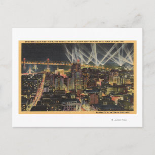Nacht Aussicht Stadt, Bay Bridge, Suchscheinwerfer Postkarte