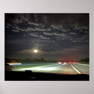 Nacht-Autobahn-Fotoplakat Poster