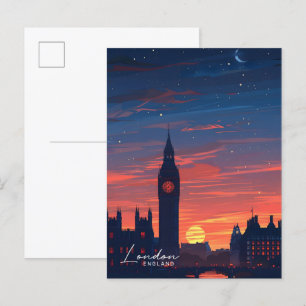 Nacht bei Big Ben London England Reise Postkarte