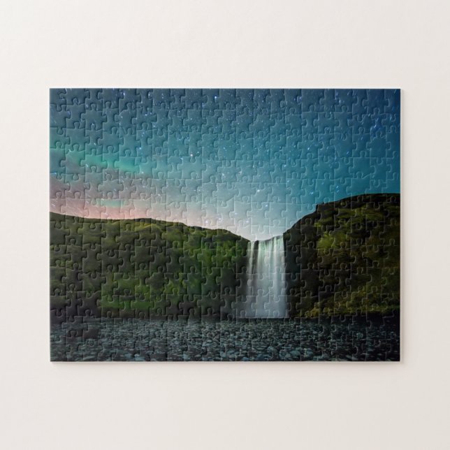 Nacht bei Skógafoss Puzzle (Horizontal)
