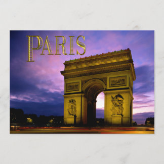 Nacht beim Arc de Triomphe Paris Einladung