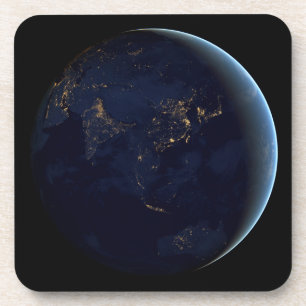 Nacht beleuchtet die Erdstadt in Asien und Austral Getränkeuntersetzer