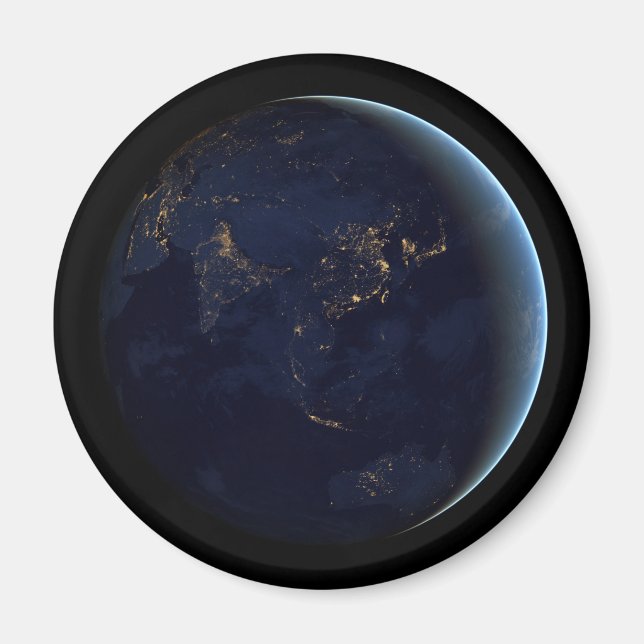 Nacht beleuchtet die Erdstadt in Asien und Austral Magnet (Vorne)