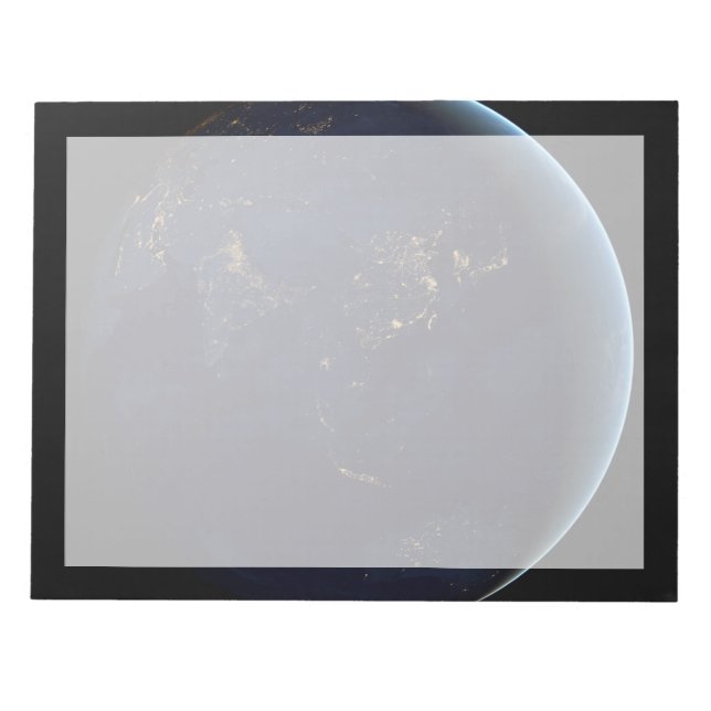 Nacht beleuchtet die Erdstadt in Asien und Austral Notizblock (Vorderseite)