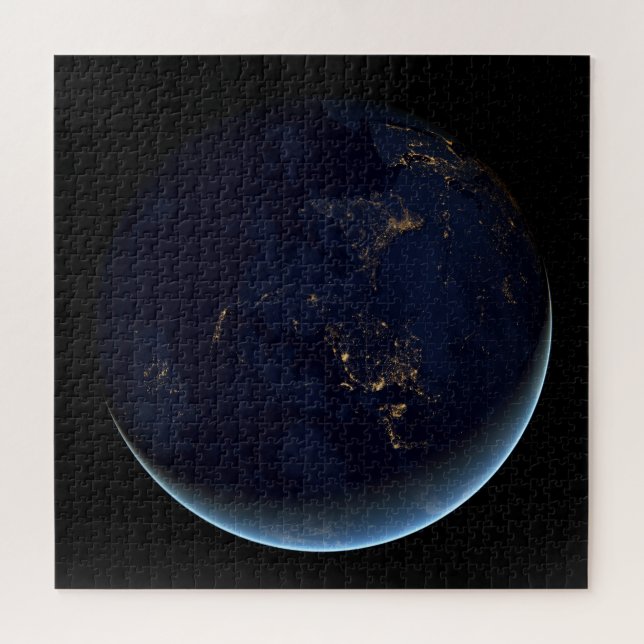 Nacht beleuchtet die Erdstadt in Asien und Austral Puzzle (Horizontal)