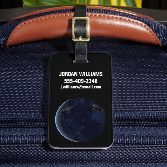 Nacht beleuchtet die Stadt der Erde Gepäckanhänger (Vorderseite Insitu 2)