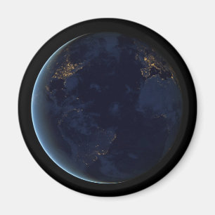 Nacht beleuchtet die Stadt der Erde Magnet