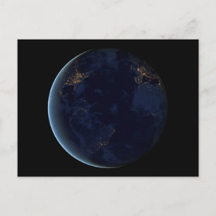 Nacht beleuchtet die Stadt der Erde Postkarte