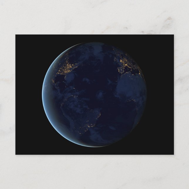 Nacht beleuchtet die Stadt der Erde Postkarte (Vorderseite)