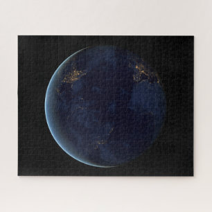 Nacht beleuchtet die Stadt der Erde Puzzle