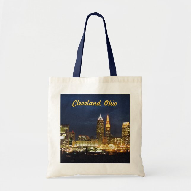 Nacht beleuchtet Taschen-Tasche Clevelands Ohio Tragetasche (Vorne)