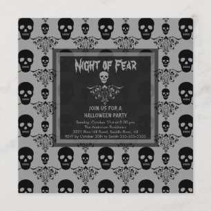 Nacht der Furcht SCHÄDEL Halloween-Party-Einladung Einladung