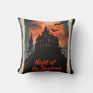 Nacht der Schatten - Retro Spuk Hausdesign Kissen