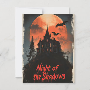 Nacht der Schatten - Retro Spuk Hausdesign Postkarte