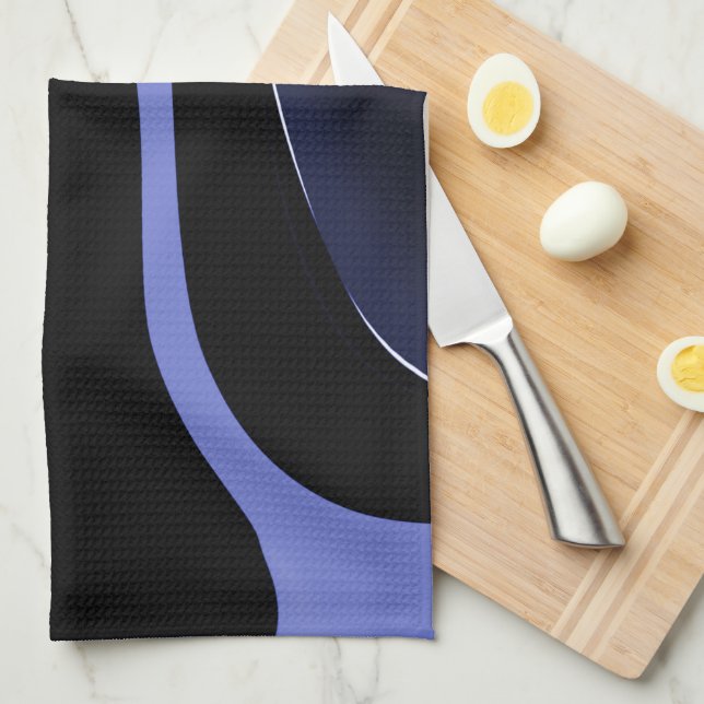 Nacht des Kometen: Abstrakt blau, Lila und schwarz Geschirrtuch (Viertel Falte)