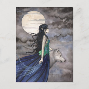 Nacht des Wolfes Fantasy Kunst Postkarte