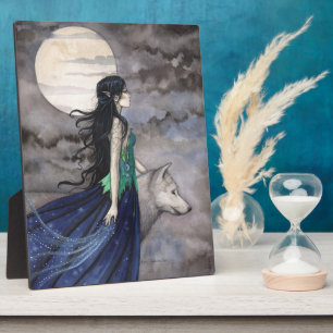 Nacht des Wolfes Fantasy Selbststehendes Bild Fotoplatte