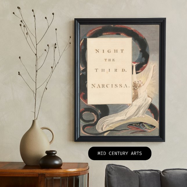 Nacht die dritte Narcissa, von Edward Young's Poster (Night the Third Narcissa, Title-Page from the 'Nights' of Edward Young's Night Thoughts)