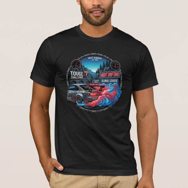 Nacht-Drifting-Touge-Challenge-JDM-Abzeichen-Grafi T-Shirt (Vorderseite)